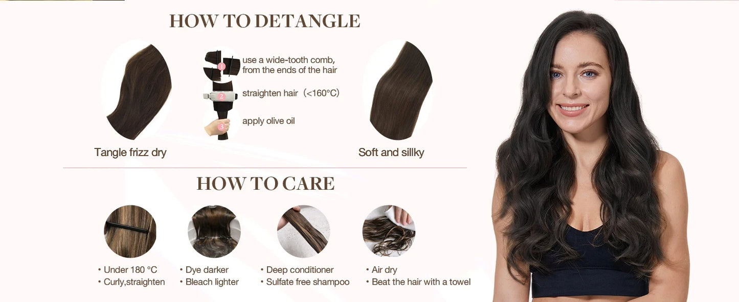 #6 Light Brown Bone Straight Clip In Hair Extensions 1 Piece 5 Clips Full Head One-Piece Clip In Human Hair Extensions 100G/Set