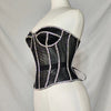 Women Abdomen Corset Crops with Bra Shiny Rhinestone Transparent Breathable Mesh Hand Made Bodices Push Up Bustiers Custom Made