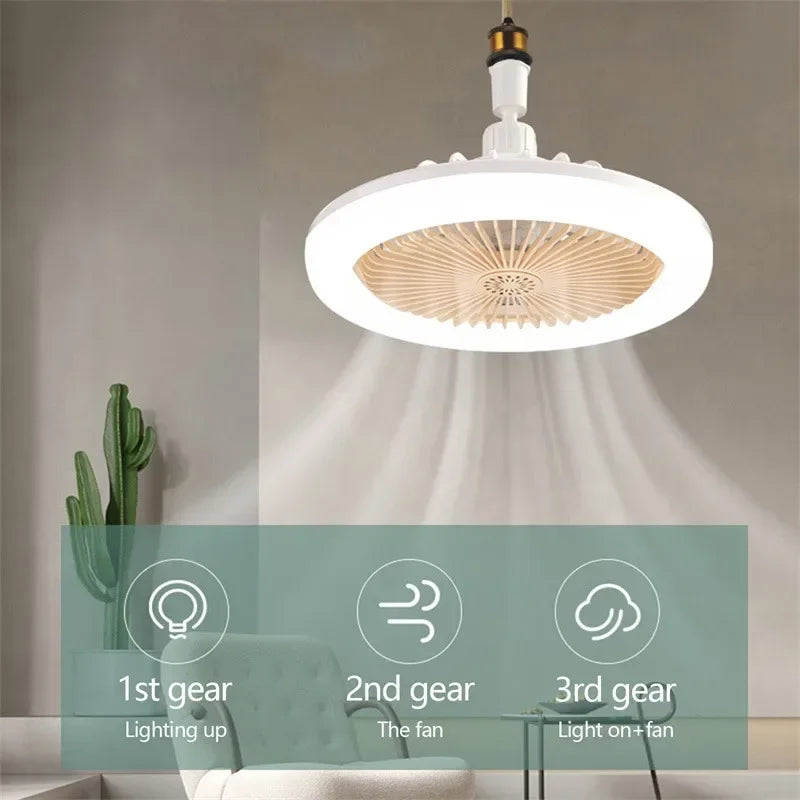 Ceiling Fan with Lighting Lamp Converter Base with Remote Control Ceiling Fan Lamp for Bedroom Living Home Silent 3 Speed