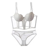 French Ladies Transparent Mesh Corset Sexy Shaper Thin Bra Set Night Club Sweet Cropped Top Girls Hot Bra and Panties Bralette