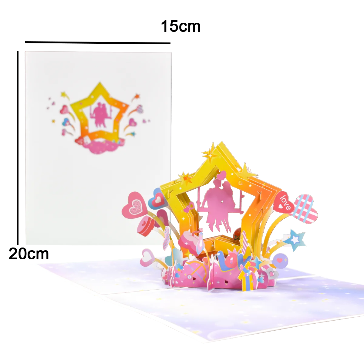 Valentinstag Geschenk 3D Pop Up Karte Jahrestag Hochzeit Geburtstag für Ehefrau Ehemann Grußkarten mit Umschlag und Notizkarte