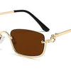 Halbrahmen Eckige Sonnenbrille für Damen Luxusmarke Kleine Metall Retro Rechteckige Schwarze Sonnenbrille Damen Mode Brille