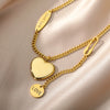 Double Layer Hollow Clavicle Chain Stainless Steel Necklace For Women Punk Hip-Hop Streetwear Jewelry Dropshipping