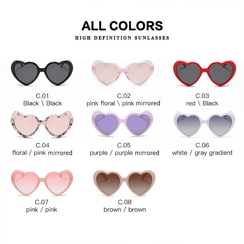 Neue herzförmige polarisierte Sonnenbrille für Damen, modisch, süß, Retro, Vintage, Verlaufs-Sonnenbrille, UV400-Schutz, Unisex-Brille
