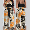 Women Fashion Print Halter V-Neck Short Tank Suit Tops Long Pants Matching Set Summer Casual Female Slim Pants Two Piece Sets