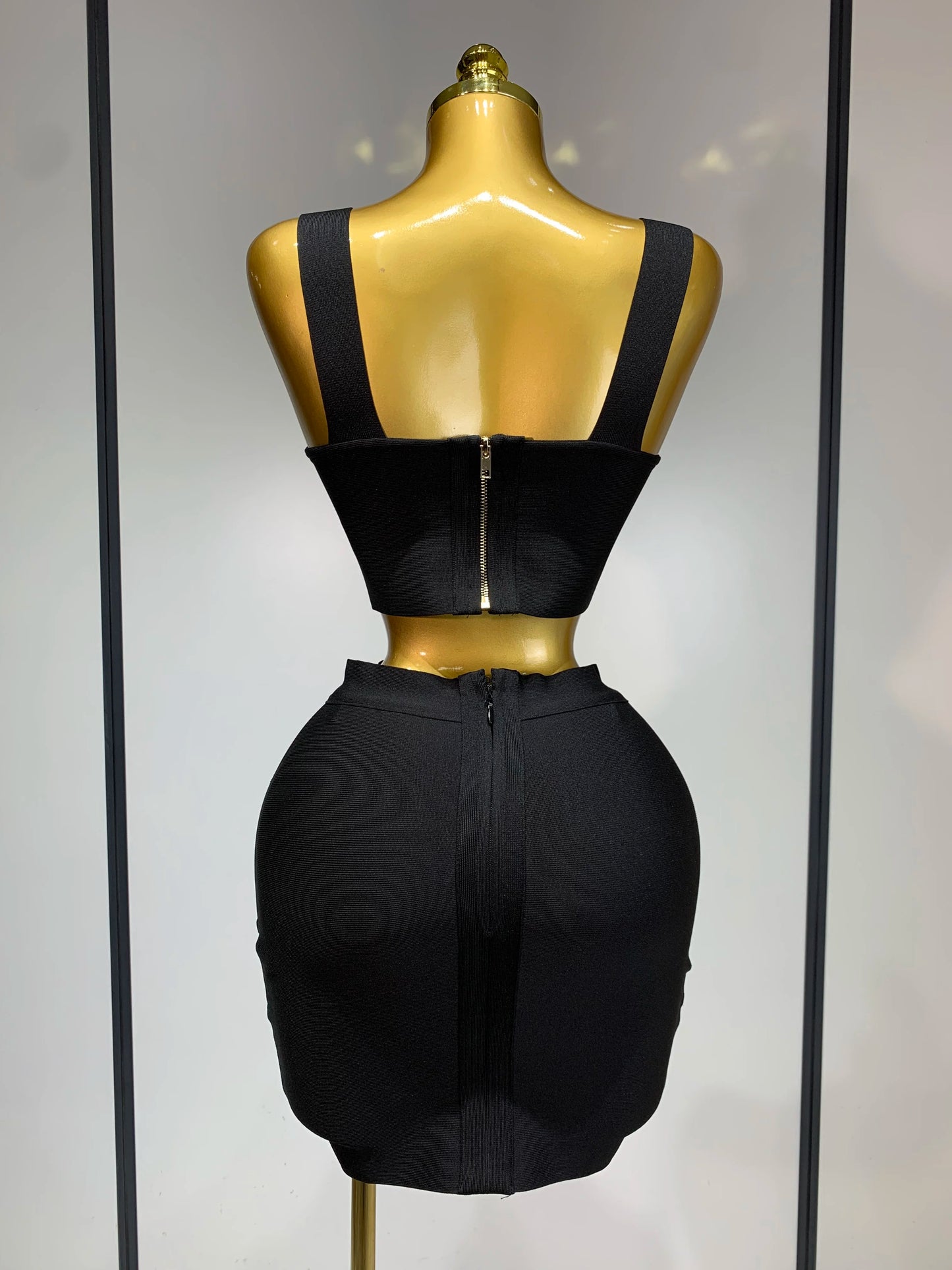 Damen sexy Top kurzer Rock Bodycon Bandage Zweiteiler Sets Weiß Schwarz 2025 Abendparty Luxus Geburtstag Outfit Nachtclub Anzüge