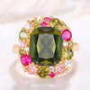 Huitan Elegant Big Green Cubic Zirconia Rings for Women Wedding Engagement Party New Luxury Lady's Accessories Fashion Jewelry