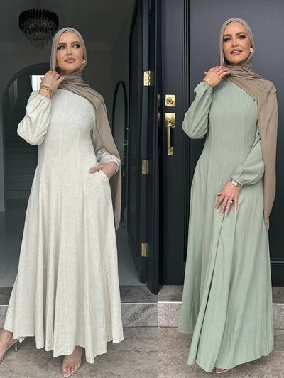 Muslim Abaya Damen Kleider Solid Slim Jalabiya Eid 2025 Ramadan Marokko Islam Vestidos Largos Arabisches langes Gewand Dubai Abayas Kaftan