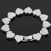 Iced Out Pink Cuban Armband für Frauen Hip Hop Gold Silber Farbe Kristall Herz Kreis Quadrat Armband 4Pcs Set Schmuck Geschenk