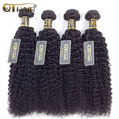 Mongolische Kinky Curly Echthaar-Bündel 1/3/4 Stk. Remy Echthaar-Tressen Kinky Curly Bündel Naturfarben Haarverlängerung