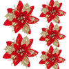 5 Stück 14,5 cm Glitzer künstliche Weihnachtsblumen fröhliche Weihnachtsbaumdekoration Neujahrsornamente gefälschte Blumen Weihnachten Natal