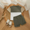 Fashion Summer Baby Boys Clothes Set Short Sleeve Pocket Contrast Color T-shirt + Elastic Waist Shorts 2PCS Kids infant Outfits