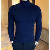 Mens Turtleneck Sweaters Winter Warm Knit Pullover Korean Cotton Solid Color Casual Slim Sweater Male Clothing Bottoming Shirt