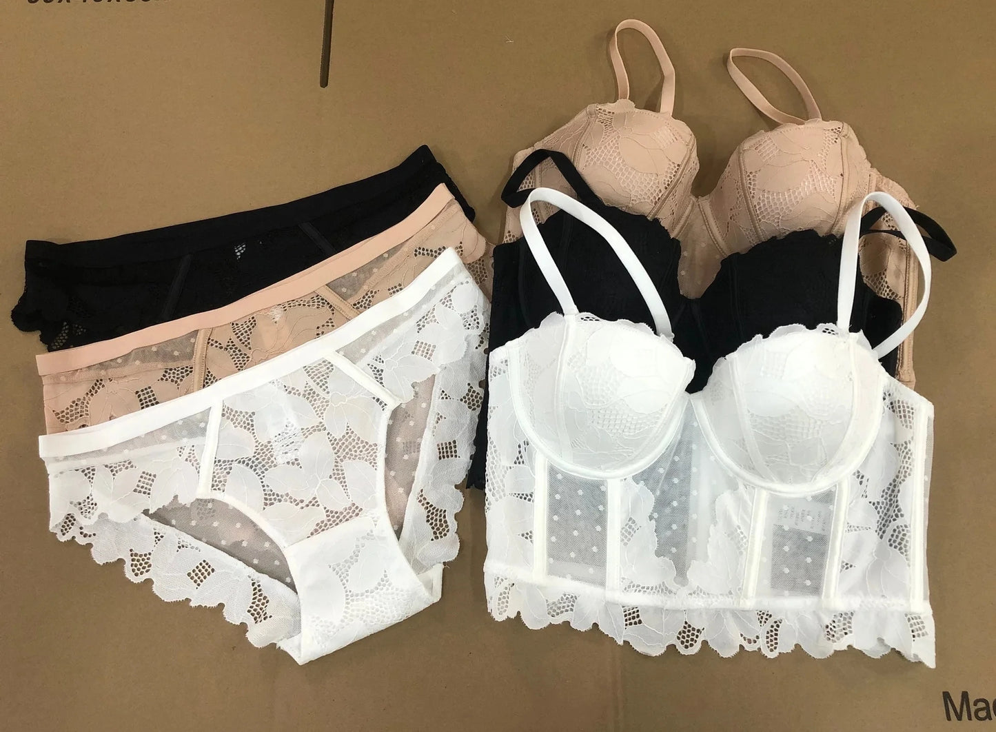 French Ladies Transparent Mesh Corset Sexy Shaper Thin Bra Set Night Club Sweet Cropped Top Girls Hot Bra and Panties Bralette