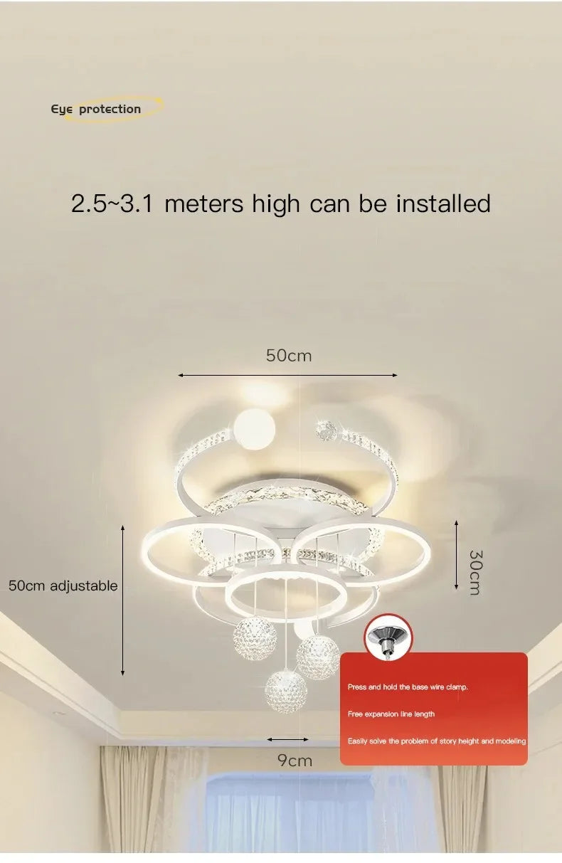 Moderne minimalistische LED-Deckenleuchte, personalisierte kreative Ring-Wohnzimmerleuchten, goldene Atmosphäre, Schlafzimmer-Arbeitszimmer-Kronleuchter