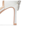 Baotou Hohle High Heels Damen Sandalen Spitz Dünne Ferse Ein-Wort-Schnalle Strass Hochzeitsschuhe Brautschuhe