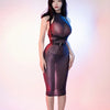 Sexy Women Sheer See Through Micro Mini Dress Oil Shiny Bandage Tight Packet Hip Step Dress Cosplay Maid Pencil Dress