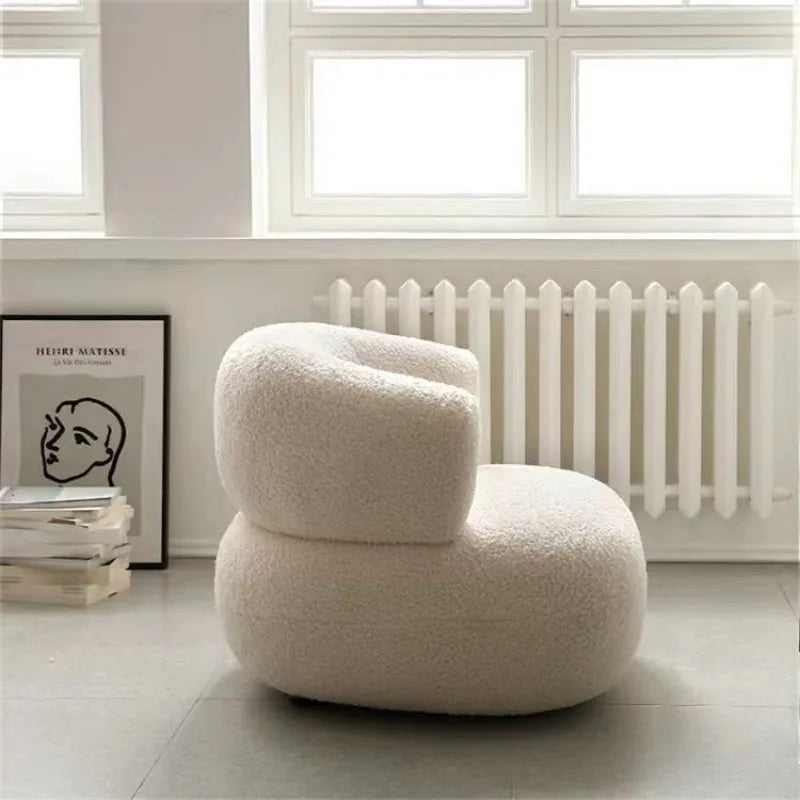 Kleines Wohnzimmer Balkon Freizeit kleines Sofa Lammwolle Einzelsessel Ins-Stil Faul Sofa Stuhl