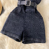 Damen Jeans Jumpsuit Sommer Playsuit Mode Hot Drill Hoher Bund Schmal Ärmellos Trägerlos Gürtel Outfits