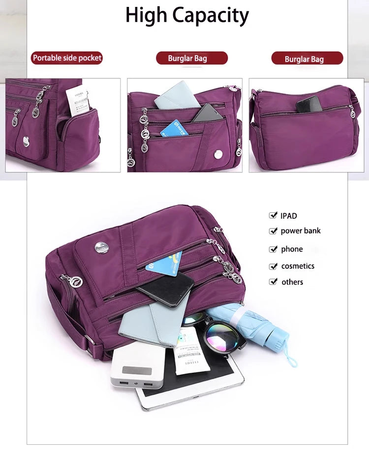 Women Crossbody Bag Waterproof Tote Casual Nylon Purse Handbag RFID Lightweight Messenger Bag