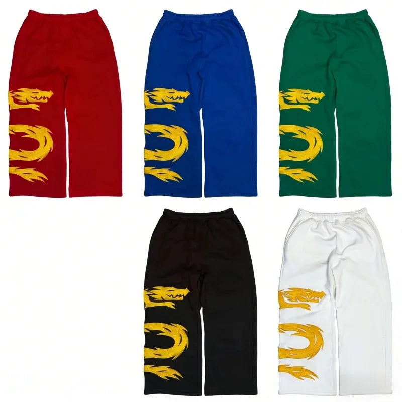 Y2K 2 piece set Anime Character Zipped Hoodie High Street Cosplay Print 5 Colors Daily Wear Trendy wide leg pants streetwear Set