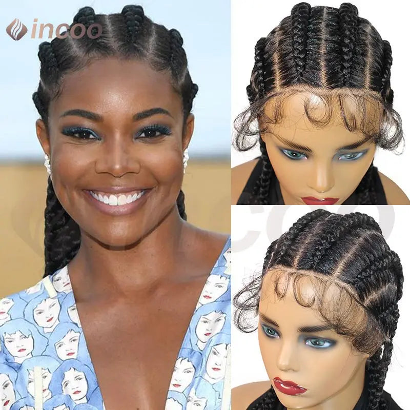 Wear and Go Glueless Wig Synthetische Vollspitzenperücke Geflochtene Perücken Jumbo Box Braids Perücke für schwarze Frauen Afrikanische Faux Locs Flechtperücke