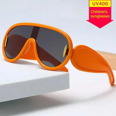 Großformatige integrierte Sonnenblende, große Gesichtssonnenbrille, modische Froschspiegel für Kinder, personalisierte Sonnenbrille
