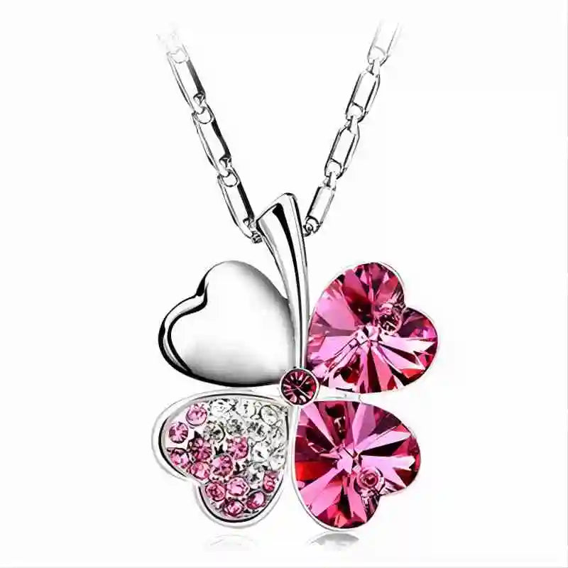 TRPOPSYN Crystal 4 Four Leaf Leaves Clover Pendant Necklaces Lover Birthday Gift Quality Fashion Jewelry Dropshipping Charm Girl