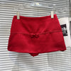 DEAT 2026 Summer New Sexy Hot Girl V-neck Backless Bandage Bowknot Fishbone Halter Top Red Mini Skirt For Women 11B1198