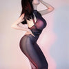 Sexy Women Sheer See Through Micro Mini Dress Oil Shiny Bandage Tight Packet Hip Step Dress Cosplay Maid Pencil Dress