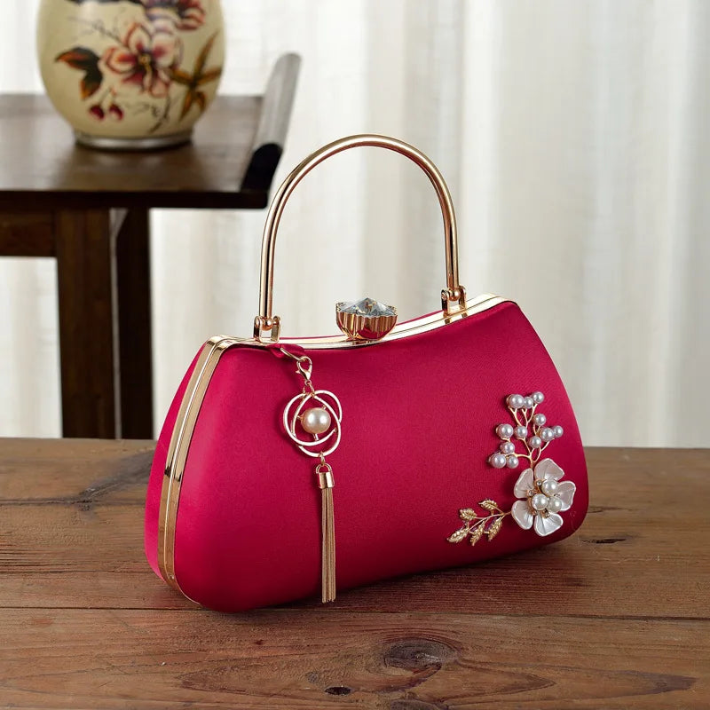 2025 Neue Damen Handgemachte Blumen Clutch Handtaschen Hochzeit Abend Geldbörsen Party Dinner Handtasche Für Damen 4 Farben