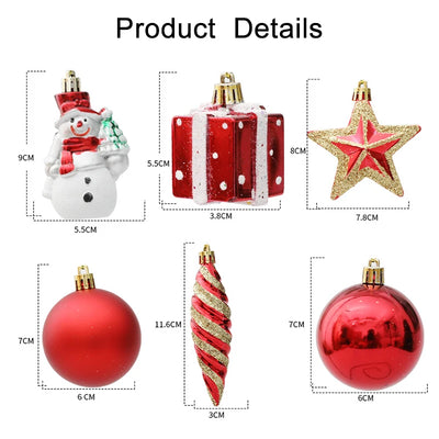 Weihnachtsbaumkugeln Rot Zuckerstange Hängender Schmuck Große Anhänger Set Weihnachtsdekorationen für Zuhause 2024 Natal Navidad Neujahr