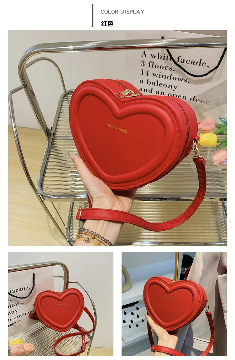 Fashion Heart Shape Crossbody Bags For Women New Solid Pu Leather Shoulder Bag Casual Ladies Handbags Designer Women Bags сумка