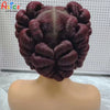 Natural Color 6Inch Transparent Full Lace Braided Wigs Short Cute Handmade Bantu Synthetic Braided Lace Wigs Knotless Braids Wig