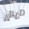 MHS.SUN Hochwertige Bubble Initialenkette Buchstabe A-Z Silberfarbene Zirkon 26 Initialen Ballon Anhänger für Damen Herren Schmuck
