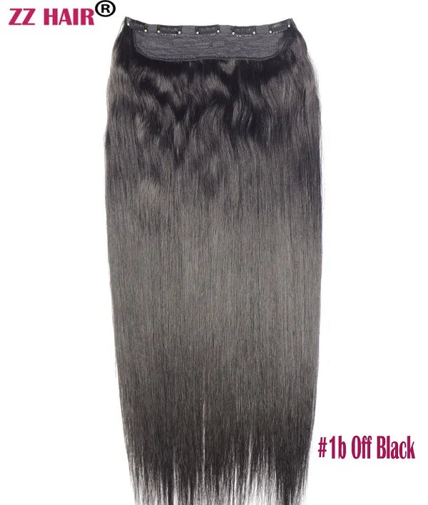 ZZHAIR 100% Brazilian Human Remy Hair Extensions 16"-26" 1Pcs Set 100g-200g One Piece 5 Clips In Natural Straight