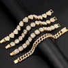 Iced Out Pink Cuban Armband für Frauen Hip Hop Gold Silber Farbe Kristall Herz Kreis Quadrat Armband 4Pcs Set Schmuck Geschenk
