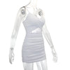 Women Sexy Cutout Bodycon Dress Euro Style Cross Back Straps Hollow Out Nightclub Party Evening Outfit Slim Fit Stretchy Dress