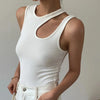 Casual white cut t shirt women round neck sleeveless korean slim t shirts women clothing 2023 summer fashion