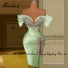 Stardust Luxury Off the Shoulder Homecoming Dress Pearls Slit Pleat Mini Saudi Arabric Illusion Cocktail Party Gown Customized