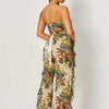 CM.YAYA Fashion Print Women's Set Strapless Top and Wide Leg tassel Pants Summer Cargo Street Two 2 Piece Set Outfit Tracksuit