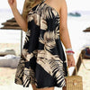 Women's Floral Print Halter Neck Boho Dress Backless Spring Summer Casual Elegant Gown for Party And Wedding