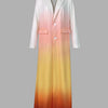 Beautyblue Gradient Outerwear Long Blazer for Women 2025 New Fashion Buttoned Pockets Chic Notched Collar Elegant Woolen Coats