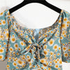 Damen Minikleider Sommer Mode Damenkleider Bedruckte Chiffonkleider mit Blumenmuster, gerafft, plissiert, kurze Puffärmel, Freizeitkleid