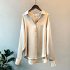 1pcs Woman Spring Autumn Satin Shirt Lady Long Sleeve Lapel Blouses Cardigans Elegance Sweet Casual Coats Girl Sunscreen Top