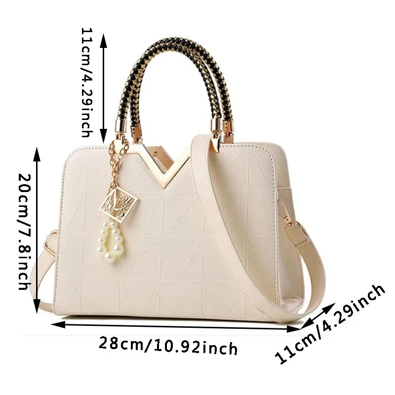 Damen Handtasche Patchwork Umhängetasche Messenger Office Work PU Leder Damen Tasche Luxus Mode Elegant