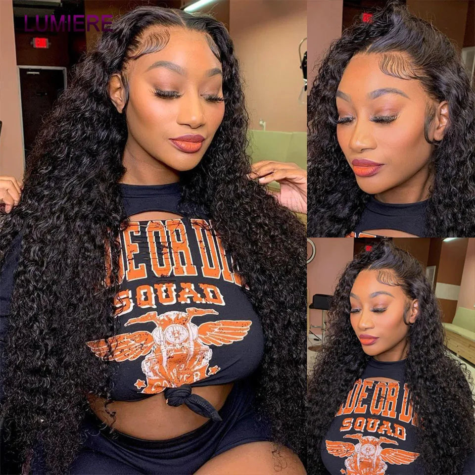 Mongolian Afro Kinky Curly Human Hair Bundles With Closure Deep Curly Hair Weave Bundles With Frontal Closure Hair Extensions
