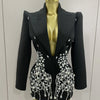 Sparkly Crystal Chains Pearls Long Sleeve Mini Dress 2025 Women Birthday Evening Party Nightclub Outfit Singer Wedding Costume