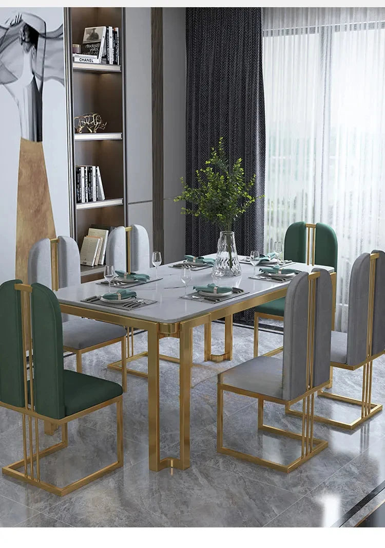Einzigartige Luxus-Esstischstühle mit modernen Metallbeinen, rechteckiger Esstisch im platzsparenden nordischen Design, Mesa De Comedor Möbel