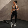ZHEJIN 2 Piece Yoga Set Women Contrast Trim Halter Sports Bra High Waist Seamless Leggings Gym Workout Set Fitness Activewear Su